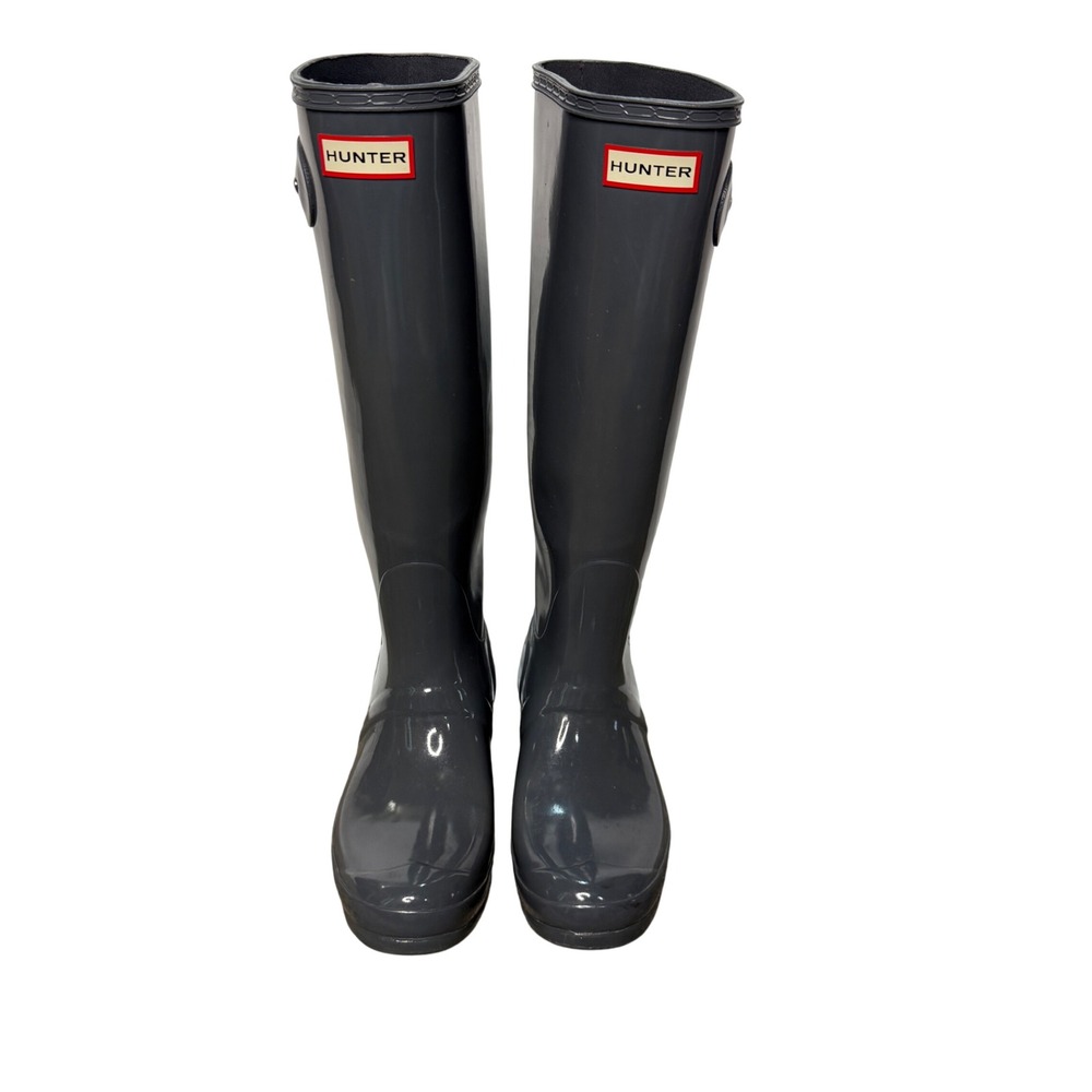 Hunter Women Original Tall Gloss Rain Boots Grey Size 8